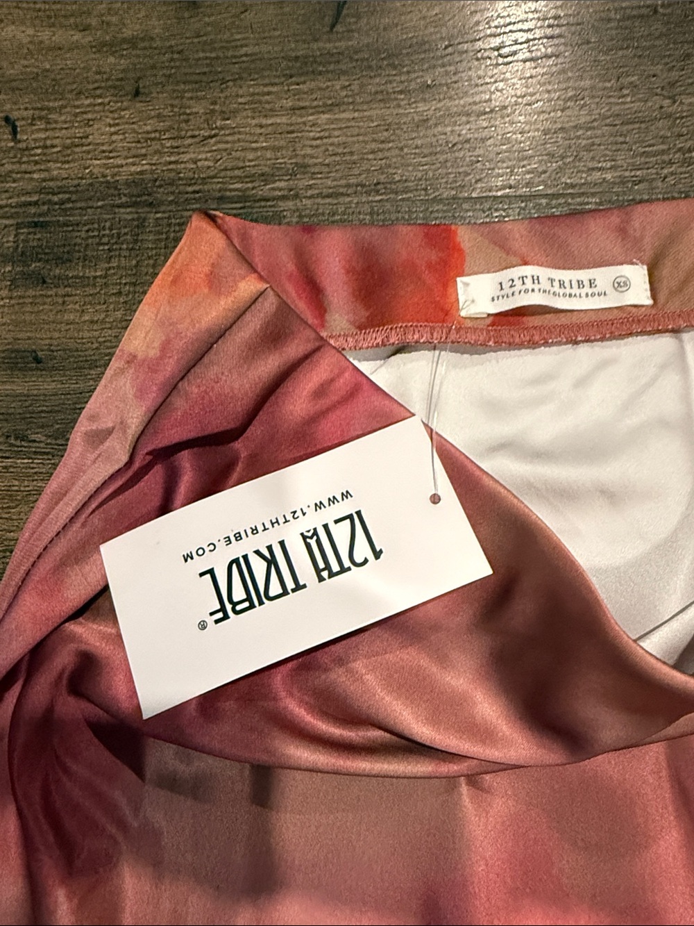 12th Tribe Pink Watercolor A-Line Maxi Skirt with Yellow Accents - Picture 4 of 4